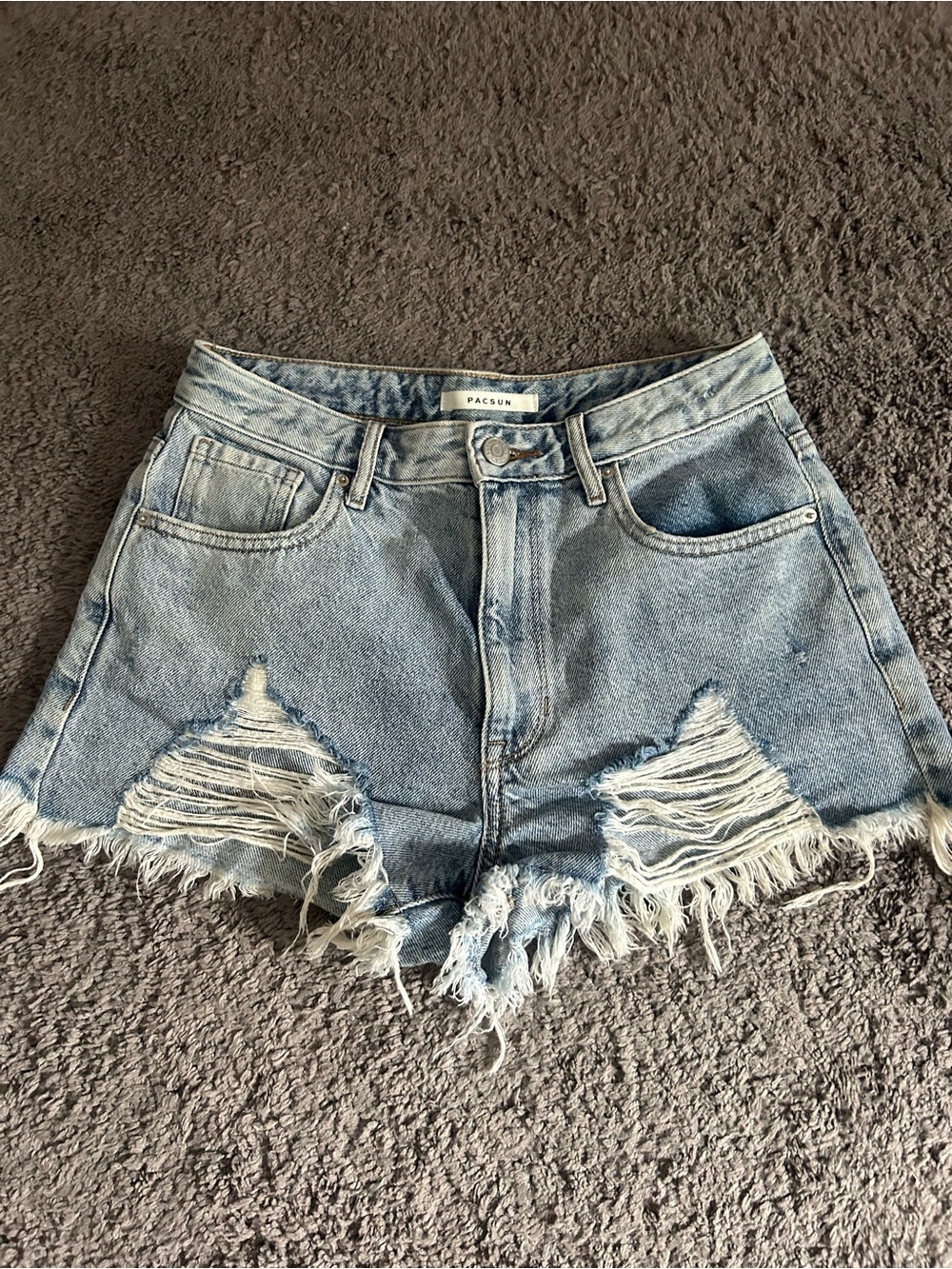 PacSun Light Wash Frayed High-Rise Denim Shorts